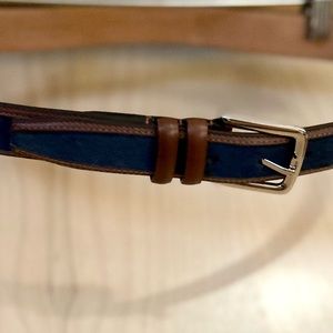 Brand New Cole Haan Brown Leather and Navy Mens Belt